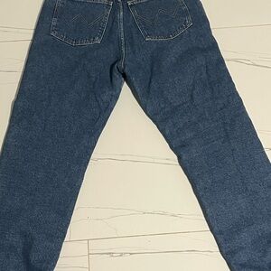 Wrangler Rugged Wear Jeans Fleece Lined Mens 33 X 32 Red Quilted Lining USA VTG